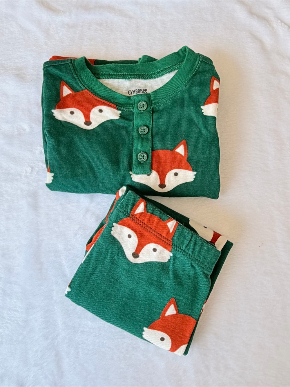 Gymboree Green Fox Print Kids Pajama Set - 2T